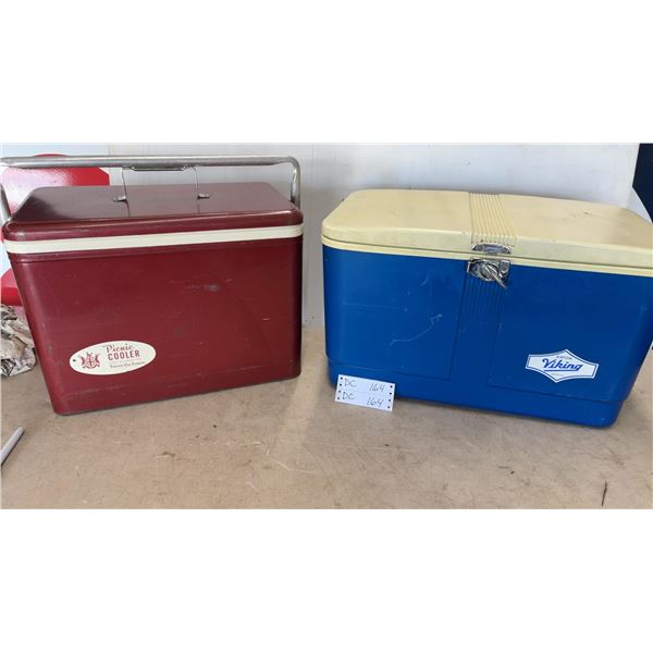 Two Vintage Coolers: Hudson's Bay Co. "Picnic Cooler" and Eaton "Viking" Cooler
