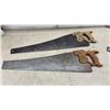 Image 3 : Bow Saw, Disston D-8 Hand Saw, Assorted Wooden Handle Hand Saws, Metal Ruler