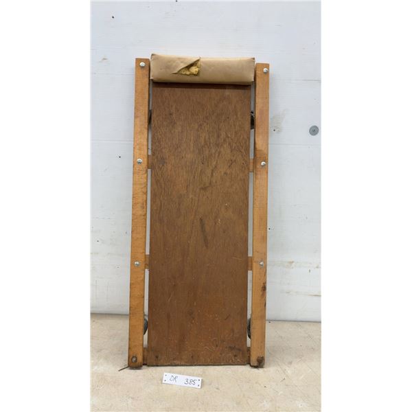 Wooden Mechanic's Creeper with Padded Headrest and Four Swivel Casters