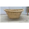 Image 4 : Vintage Wooden Washboard with Corrugated Glass Surface and Wicker Laundry Basket