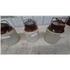 Image 4 : Four Stoneware Crocks with Brown Glazed Lids and Wire Bails