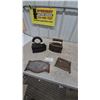Image 1 : Antique Sad Irons and Trivets: 2 Cast Iron Sad Irons, 2 Cast Iron Trivets