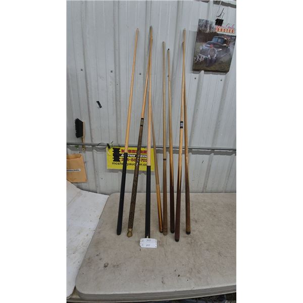 Assorted Pool Cues: Wood Pool Cues, ) Carved Wood Pool Cue