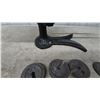 Image 2 : Vintage U.P.O. Postal Scale, and 4 Cast Iron Weights