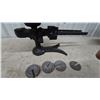 Image 3 : Vintage U.P.O. Postal Scale, and 4 Cast Iron Weights