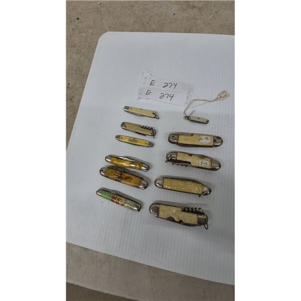 Collection of 11 Pocket Knives, most Vintage