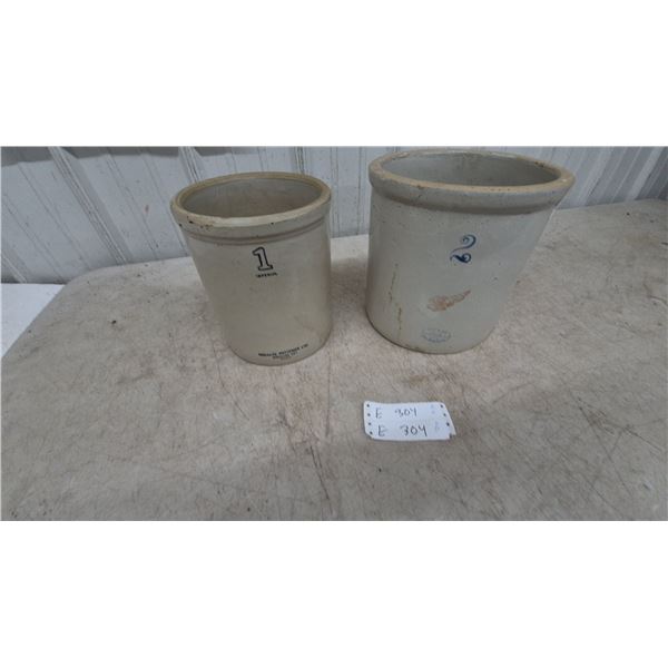 Two Stoneware Crocks: Red Wing 2 Gal. and Medalta Potteries Ltd. 1 Imperial