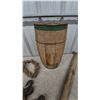 Image 2 : Wooden nail keg, Rope and Pulley System, and Brass Fireplace Tools
