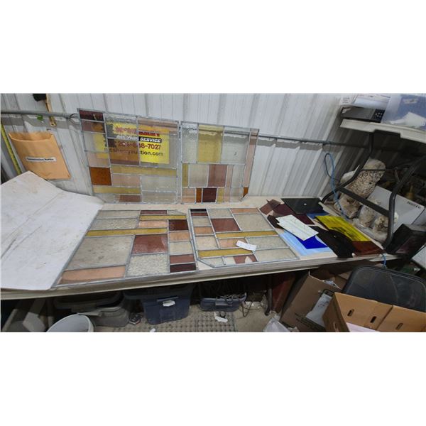 Four Stained Glass Panels, Assorted Glass Pieces, good project glass