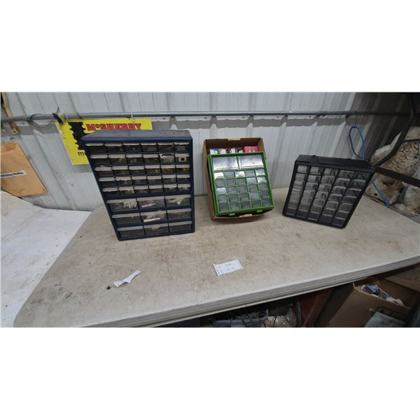 Three Multi-Drawer Small Parts Organizers, 2 full of hardware