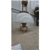 Image 2 : Two Antique Hanging Kerosene Lamps with Milk Glass Shades and Metal Frames, and Wire Spectacles