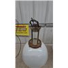 Image 5 : Two Antique Hanging Kerosene Lamps with Milk Glass Shades and Metal Frames, and Wire Spectacles