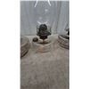 Image 5 : Four Clear Glass Oil Lamps with Chimneys and Burners