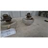 Image 3 : Three Oil Lamps: Two Clear Glass and One Cut Glass Base, All with Clear Glass Chimneys