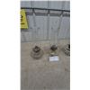 Image 5 : Three Oil Lamps: Two Clear Glass and One Cut Glass Base, All with Clear Glass Chimneys