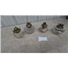 Image 1 : Four Miniature Oil Lamps, Brass Burners and Clear Glass Bases