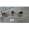 Image 5 : Four Miniature Oil Lamps, Brass Burners and Clear Glass Bases