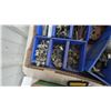 Image 2 : Assorted Hardware: Blue Bins of Fasteners, Washers, Clamps, Brackets, and More. 3 boxes full