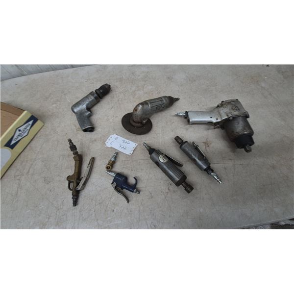 Assorted Air Tools: NPK Grinder, Impact Wrench, Air Drills