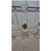 Image 4 : Three Clear Glass Kerosene Lamps with Chimneys and Wicks