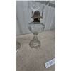 Image 7 : Three Clear Glass Kerosene Lamps with Chimneys and Wicks
