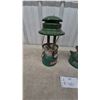 Image 2 : Two Coleman Model 220F Lanterns, Green, with Red and White Dials, no glass