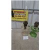 Image 5 : Two Aladdin Kerosene Lamps: Clear Glass and Green Glass, Both with Chimneys and Burners