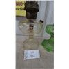 Image 6 : Two Aladdin Kerosene Lamps: Clear Glass and Green Glass, Both with Chimneys and Burners