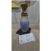 Image 2 : Two Kerosene Lamps: One parlour with Blue and White Painted Base, One Clear Glass Base