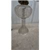 Image 6 : Two Kerosene Lamps: One parlour with Blue and White Painted Base, One Clear Glass Base