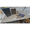 Image 1 : Two Multi-Drawer Small Parts Organizers, Clear Plastic Bins, and Assorted Hardware