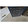 Image 5 : Two Multi-Drawer Small Parts Organizers, Clear Plastic Bins, and Assorted Hardware