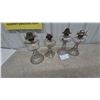 Image 1 : Four Clear Glass Oil Lamps with Metal Burners and Wicks