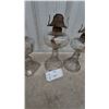 Image 4 : Four Clear Glass Oil Lamps with Metal Burners and Wicks