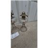 Image 5 : Four Clear Glass Oil Lamps with Metal Burners and Wicks