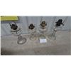 Image 1 : Four Clear Glass Oil Lamps with Metal Burners