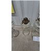 Image 3 : Four Clear Glass Oil Lamps with Metal Burners