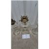 Image 4 : Four Clear Glass Oil Lamps with Metal Burners