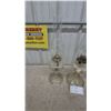 Image 2 : Three Clear Glass Oil Lamps with Chimneys and Wicks