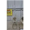 Image 4 : Three Clear Glass Oil Lamps with Chimneys and Wicks