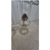 Image 9 : Three Clear Glass Oil Lamps with Chimneys and Wicks
