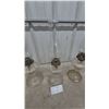 Image 4 : Three Clear Glass Kerosene Lamps with Chimneys and Burners
