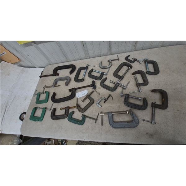 20 Assorted C-Clamps: Craftsman, Olympia, and Others