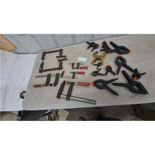 19 Assorted Clamps: Spring. And wood Clamps