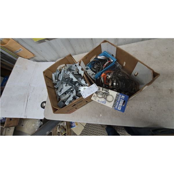 Box of Metal Joist Brackets, Box of Hose Clamps