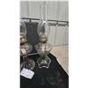 Image 6 : Three Clear Glass Kerosene Lamps with Chimneys and Wicks