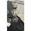 Image 7 : Three Clear Glass Kerosene Lamps with Chimneys and Wicks