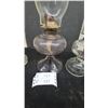 Image 5 : Three Clear Glass Kerosene Lamps with Chimneys and Wicks
