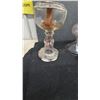 Image 8 : Three Clear Glass Kerosene Lamps with Chimneys and Wicks