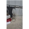 Image 6 : Three Oil Lamps: Clear Glass, Red and White Glass, and Frosted Glass
